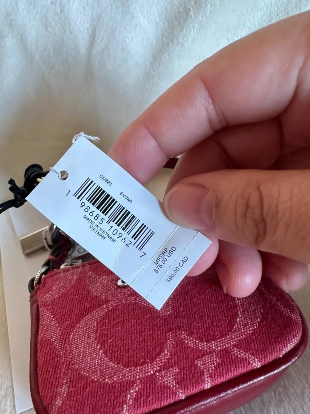 NWT! Coach Mini Nolita Bag Charm In Signature Denim Silver/True Red CDB23 - Picture 12 of 12
